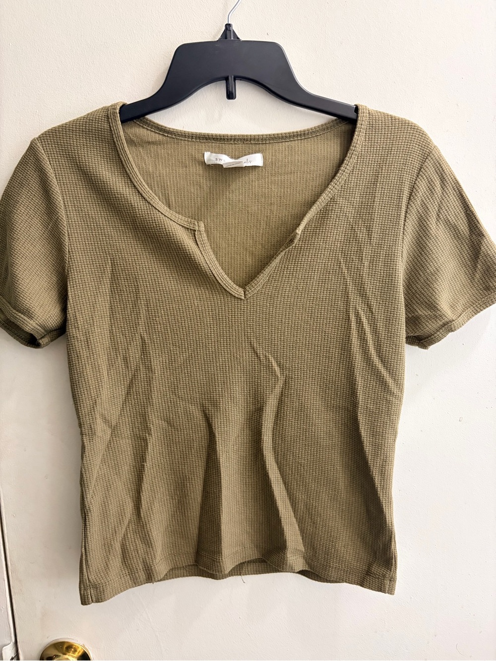 Streetwear Society Olive Green V-Notch Waffle Short Sleeve Tee